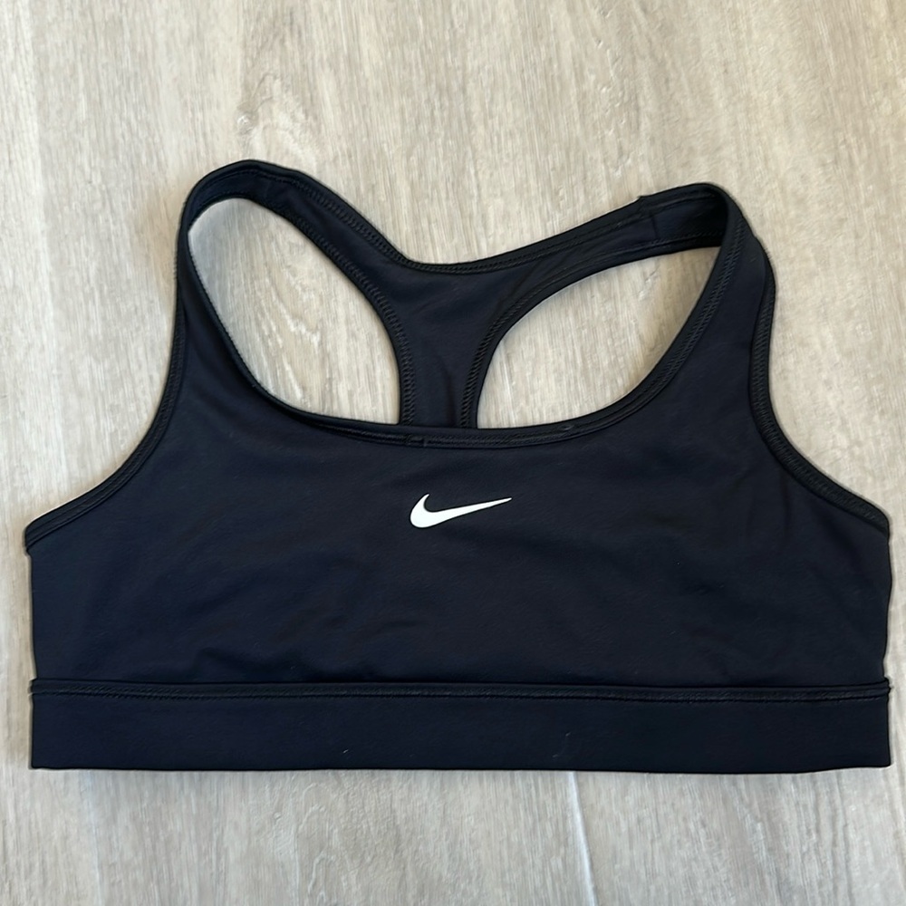 NIKE RACERBACK SPORTS BRA Girls size Large
Black w white swoosh
